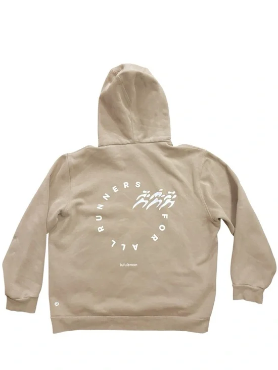 Lululemon Steady State “For All Runners” Graphic Pullover Hoodie Tan Size Medium - Picture 7 of 7